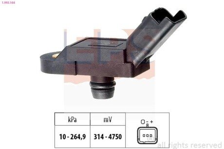 Датчик тиску повітря в впускному коллекторі Citroen C4/C5 Peugeot 207/308/3008 07- EPS 1.993.164