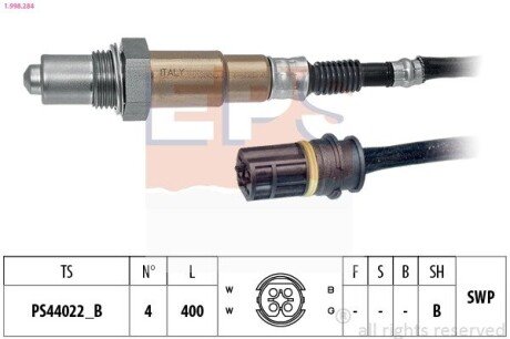 Лямбда-зонд MB A (W168)/C (W202,W203,S202)/E (W210,W211, W220)/Vito (639)/Vaneo EPS 1.998.284 (фото 1)