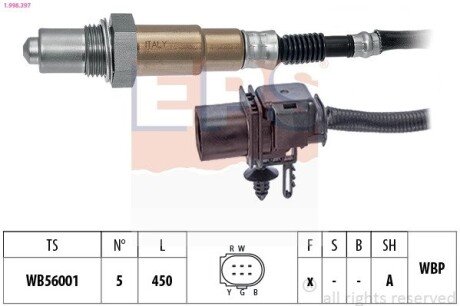 Лямбда-зонд Ford Focus, C-Max, S-Max, Mondeo 1.6-2.2D 07.04- EPS 1.998.397