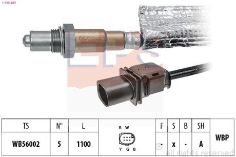 Лямбда-зонд (L 1100MM/перед каталізатором) BMW X5 (E70) 3,0i/3.5i 06-14 EPS 1.998.489