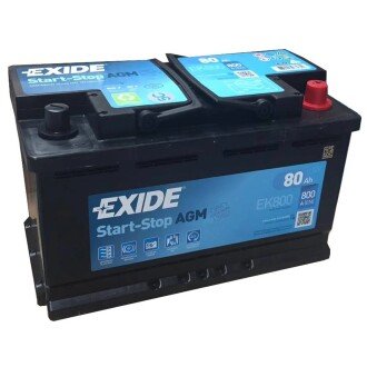 Акумулятор AGM 12 V 80 Ah 800 A R+ (EK800) EXIDE 450204