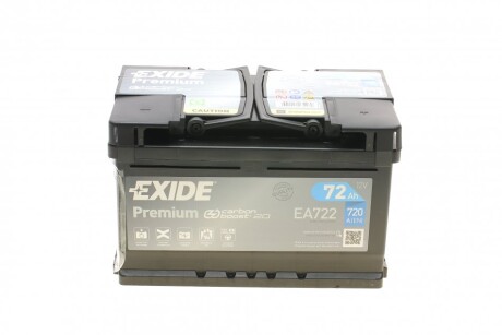 АКБ 6СТ-72 R+ (пт720) (необслуг) (низький) Premium EXIDE EA722 (фото 1)