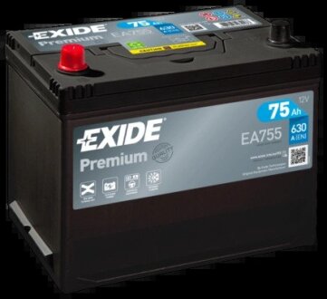 АКБ 6СТ-75 L+ (пт630) (необслуг) Asia Premium EXIDE EA755