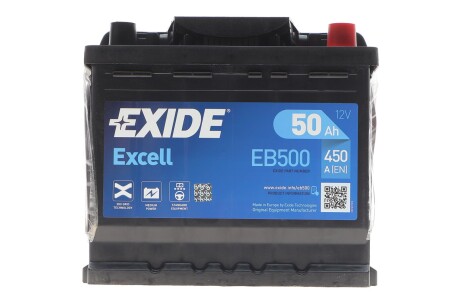 Акумулятор 50Ah-12v EXCELL (207х175х190), R, EN450 EXIDE EB500