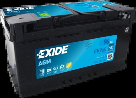 АКБ 6СТ-96 R+ (пт850) (необслуг) AGM (Start/Stop) EXIDE EK960