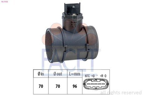 Расходомер воздуха (5 конт.) Combo 1.7Di/DTi 01- (48/55kw) (10.1155) FACET 101155