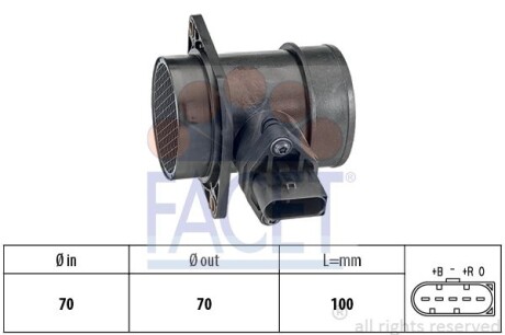 Витратомір повітря (5 конт.) SKODA SUPERB/VW PASSAT 1.8 00-08 (10.1212) FACET 101212