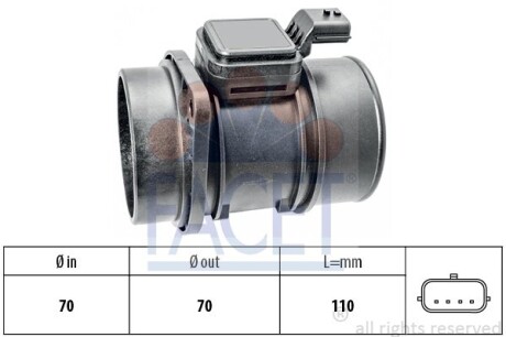 Витратомір повітря Trafic 2.0 dCi 06-/Kangoo 1.5 dCi 09-/Logan 1.5 dCi 10- (10.1454) FACET 101454 (фото 1)