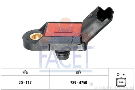 Датчик давления наддува Citroen C4/C5 / Peugeot 206/307/406/407 1.8-3.0 i 00-> (10.3056) FACET 103056