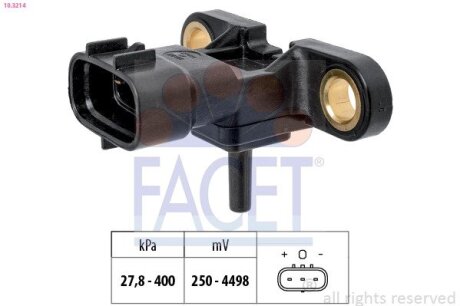 Датчик тиску повітря Toyota RAV 4 (06-19), Land Cruiser (07-), Hilux (05-), Yaris (05-18) 1.4-4.5 D4-D FACET 103214 (фото 1)