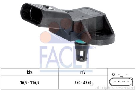 Датчик тиску наддуву Audi A4/A5/A6/A8 / VW Passat 1.8-5.2 TFSI/TDI/FSI/T/i 97-> (10.3226) FACET 103226