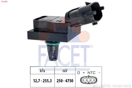 Датчик абсолютного тиску (MANIFOLD AIR PRESSURE SENSOR, MAP SENSOR) FACET 10.3246 (фото 1)