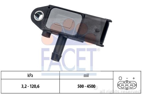 Датчик тиску вихлопних газів AVEO/ASTRA H/J, COMBO, D 1.3D-2.0D 03- (10.3273) FACET 103273