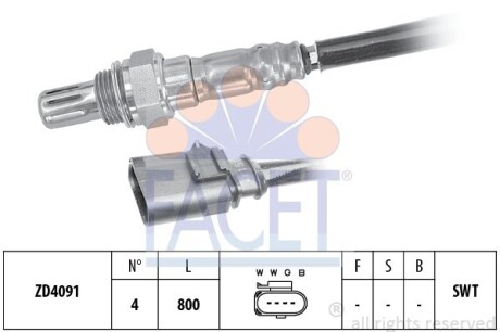 Датчик кисню (лямбда-зонд) VW Golf/Passat/Tiguan 1.2-2.0 TSI/TDI 12-> (10.8199) FACET 108199