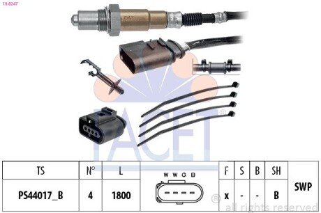 Датчик кисню (лямбда-зонд) Audi A4/A6/ Skoda Octavia/ VW Bora/Golf/Passat 1.0-6.0 94-10 (10.8247) FACET 108247