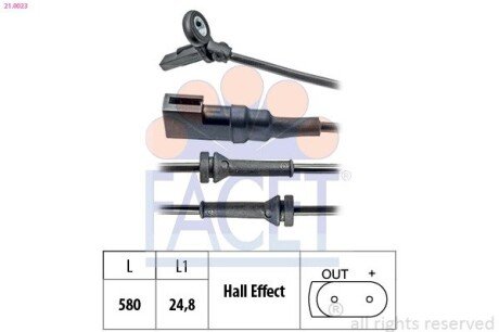 Датчик ABS Ford FOCUS 1.4-2.0 98-04 передний Л/Пр (21.0023) FACET 210023