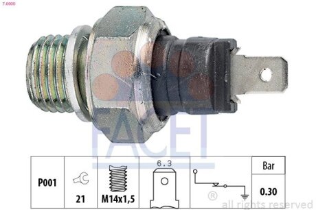 Датчик тиску оливи LT 2.8TDI 97- (7.0000) FACET 70000