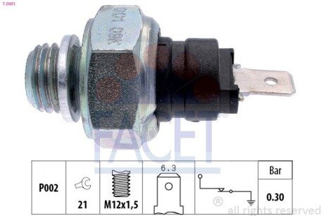 Датчик давления масла OM 601/611 >03 (7.0001) FACET 70001