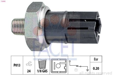 Датчик тиску оливи Nissan Suny/Almera 2.0D 00- (7.0042) FACET 70042