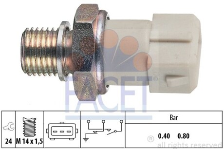 Датчик тиску оливи (0,4bar/3 конт./білий) Kadett E 1.3-1.6 (7.0070) FACET 70070