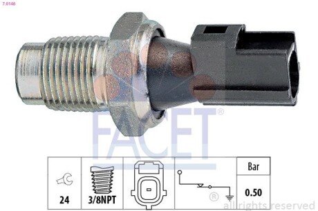 Датчик давления масла (0,5bar/1 конт/черный)) MONDEO 2.2-3.0 00-07 (7.0148) FACET 70148