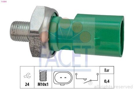 Датчик тиску оливи (0,4bar/2 конт./сірий) Caddy/Crafter/T6/Passat 1.4-2.0TDi 12- (7.0204) FACET 70204