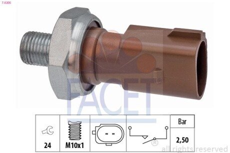 Датчик тиску оливи Caddy/T6 2.0TDi 15-/Golf 1.6/2.0TDi 13- (7.0205) FACET 70205 (фото 1)