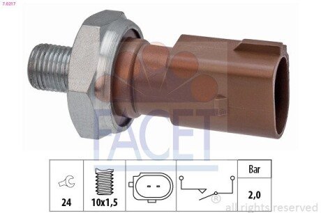 Датчик тиску оливи (2.0 bar) Golf/Passat/Octavia 1.6/2.0TDI 12- (7.0217) FACET 70217 (фото 1)