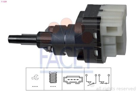 Датчик стоп-сигналу T5/Golf IV/Octavia (4 конт./чорний) (7.1229) FACET 71229