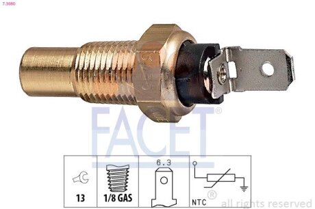 Датчик температури охолодж.рідини Mazda/Mitsubishi/Toyota/Kia/Opel FACET 7.3080