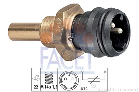 Датчик температуры OM602 (2-фишки) черный (7.3183) FACET 73183