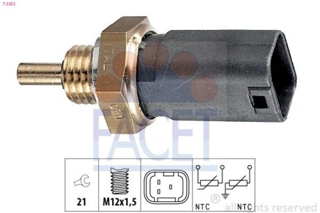 Датчик температури (чорний) Kangoo/Trafic 1.2-2.0 96- (7.3252) FACET 73252 (фото 1)