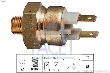 Датчик температури VW Passat 2.0/2.2 83-88 /Audi 100/90/A6 2.0-2.5 83-96 FACET 7.4056