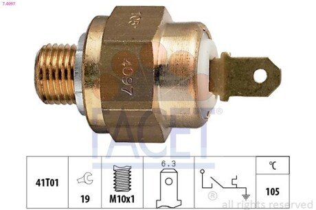 Датчик вмикання вентилятора аної рідини VW LT 2.4 D/TD 83-> (7.4097) FACET 74097