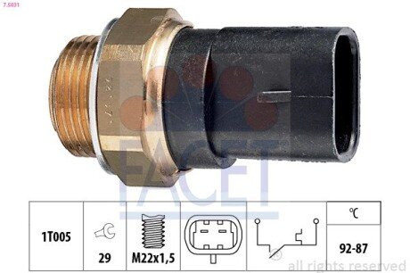 Датчик вмикання вентилятора Fiat Panda/Tempra/Tipo/Uno 0.8-2.8 79- FACET 75031