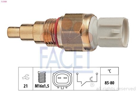 Датчик вмикання вентилятора Mitsubishi Eclipse i 2.0 i 16v (d22a, d27a) (91-95) (7.5109) FACET 75109