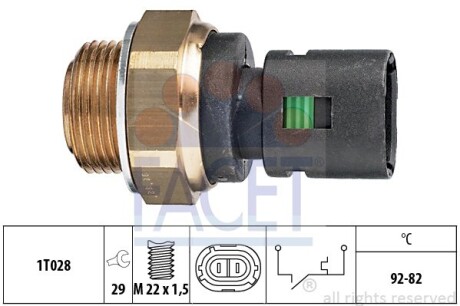 Датчик вмикання вентилятора (t 92°C) MASTER/TRAFIC/MEGANE 1.4-2.8 89-03 FACET 75128