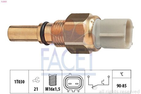 Датчик вмикання вентилятора Toyota Camry/Corolla/RAV4 1.9-4.3 89-02 FACET 7.5151