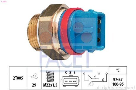 Датчик вмикання вентилятора Berlingo 1.8/1.9D (XUD7/9) >№дв.O 07266 FACET 75631