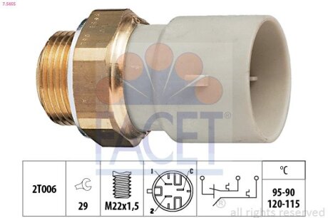 Датчик вмикання вентилятора OPEL ASTRA F/G 1.2-2.2 88-05 (95-90C,120-115C) (7.5655) FACET 75655