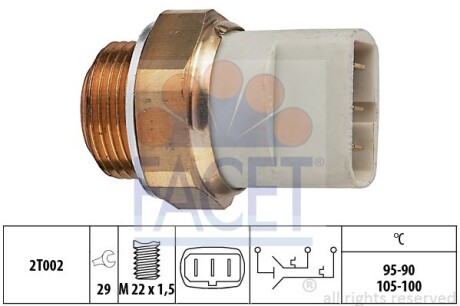 Датчик включения вентилятора Vito OM601 (на радиаторе) (3конт.) (7.5697) FACET 75697