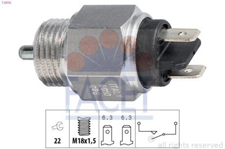 Датчик заднего хода Audi 100/200/80/90/ VW Golf/Passat/Polo 1.0-3.6 74-94 FACET 7.6010