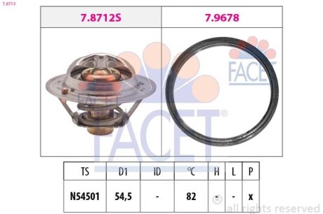 Термостат Renault Megane III (09-), Fluence (10-), Koleos (13-) 2.0 16V, 2.0 TCE FACET 78713