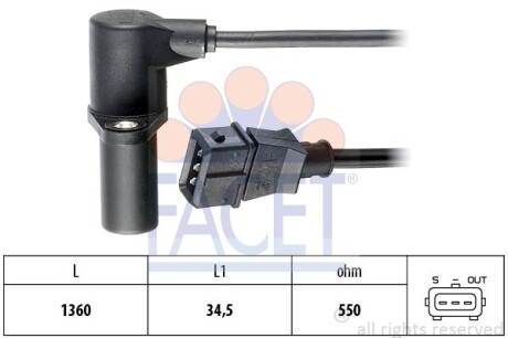 Датчик оборотов коленвала Opel Frontera a 2.4 i (53mwl4) (92-98) FACET 90040