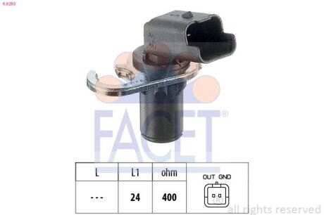 Датчик коленвала Citroen BERLINGO, C4, JUMPY/Peugeot 307,607 2.0/2.0D/3.0 99- FACET 9.0293