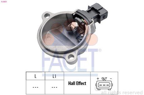 Датчик оборотов коленвала Audi 100/80/A4/A6 2.6-2.8 90-01 (9.0401) FACET 90401