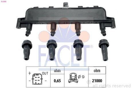 Катушка воспаления BERLINGO/C2/C3 I/C3/P206/P307 1.1-1.6 93- FACET 9.6305