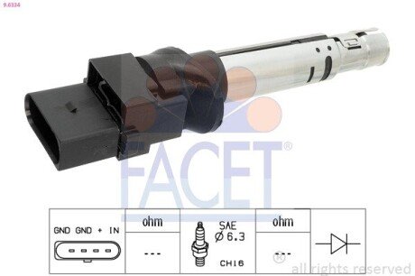 Катушка воспаления Audi Tt 3.2 v6 quattro (06-10) (9.6334) FACET 96334