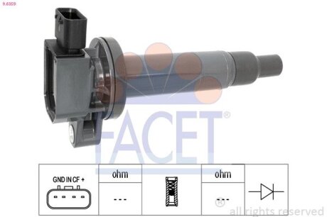 Котушка запалення Toyota Prius 1.5 (nhw2_) (03-09) (9.6359) FACET 96359