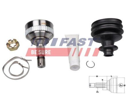 ШРКШ зовн. 25z/34z/58,5mm ABS:48 Citroen Berlingo, C3 Picasso, C4 II, DS4, Xsara Picasso Peugeot 207, 3008, 308, 1.4-2.0D 12.99- FAST FT25088K